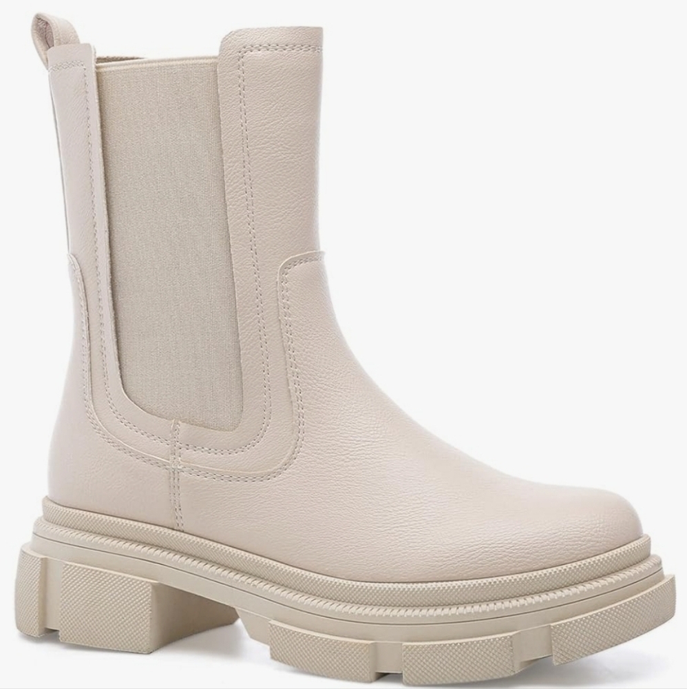 Yetier Chunky Platform Heel Calf High Boots